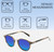 Dimensions and Measurements Illustration of OTIS A Day Late Designer Polarized Sunglasses with Custom Cut Blue Mirror Lenses in Eco Hornwood Unisex Round Full Rim Acetate 50 mm