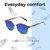 Lightweight Construction Illustration of OTIS A Day Late Designer Polarized Reading Sunglasses with Custom Cut Powered Blue Mirror Lenses in Eco Hornwood Unisex Round Full Rim Acetate 50 mm