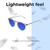 Lightweight Construction Illustration of OTIS Omar Designer Polarized Reading Sunglasses with Custom Cut Powered Blue Mirror Lenses in Eco Crystal Wave Neutral Unisex Round Full Rim Acetate 50 mm