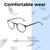 Lightweight Construction Illustration of OTIS Omar Designer Blue Light Blocking Eyeglasses in Satin Black Clear Unisex Round Full Rim Acetate 50 mm