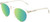 Profile View of OTIS Omar X Designer Polarized Reading Sunglasses with Custom Cut Powered Green Mirror Lenses in Eco Crystal Sand Unisex Round Full Rim Acetate 52 mm