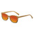 Profile View of Elton John Ambient Designer Polarized Sunglasses with Custom Cut Red Mirror Lenses in Wood Stripe Black Fade Unisex Cat Eye Full Rim Acetate 54 mm