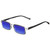 Profile View of Elton John Bullet Designer Polarized Sunglasses with Custom Cut Blue Mirror Lenses in Black Crystal Unisex Rectangular Full Rim Acetate 47 mm