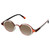 Profile View of Elton John Mash Up Designer Polarized Sunglasses with Custom Cut Amber Brown Lenses in Red Crystal Unisex Round Full Rim Acetate 44 mm
