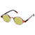 Profile View of Elton John Mash Up Designer Polarized Reading Sunglasses with Custom Cut Powered Sun Flower Yellow Lenses in Red Crystal Unisex Round Full Rim Acetate 44 mm
