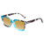 Elton John Remix 1 Unisex Round Designer Polarized Sunglasses in Sapphire Blue Marble Black White 49mm CHOOSE LENS COLOR with Custom Cut Gold Mirror Lenses