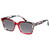 Profile View of Elton John Remix 2 Designer Polarized Sunglasses with Custom Cut Smoke Grey Lenses in Ruby Red Marble Black White Unisex Round Full Rim Acetate 49 mm