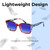 Lightweight Construction Illustration of Elton John Remix 2 Designer Polarized Sunglasses with Custom Cut Blue Mirror Lenses in Ruby Red Marble Black White Unisex Round Full Rim Acetate 49 mm