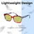 Lightweight Construction Illustration of Elton John Remix 2 Designer Polarized Reading Sunglasses with Custom Cut Powered Sun Flower Yellow Lenses in Ruby Red Marble Black White Unisex Round Full Rim Acetate 49 mm