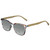 Profile View of Elton John Single 1 Designer Polarized Reading Sunglasses with Custom Cut Powered Smoke Grey Lenses in Multi Color Crystal Brown Blue Unisex Square Full Rim Acetate 45 mm