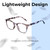 Lightweight Construction Illustration of Elton John Single 2 Designer Progressive Lens Blue Light Blocking Eyeglasses in Tortoise Havana Brown Unisex Square Full Rim Acetate 45 mm
