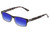 Profile View of Perry Ellis PEBX44 Designer Polarized Sunglasses with Custom Cut Blue Mirror Lenses in Gloss Black Marble Unisex Rectangular Full Rim Acetate 50 mm