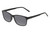 Profile View of Perry Ellis PEBX55 Designer Polarized Sunglasses with Custom Cut Smoke Grey Lenses in Gloss Black Marble Unisex Square Full Rim Acetate 52 mm