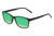Perry Ellis PEBX55 Unisex Square Designer Polarized Sunglasses in Gloss Black Marble 52mm CHOOSE LENS COLOR with Custom Cut Green Mirror Lenses