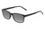 Profile View of Perry Ellis PEBX55 Designer Polarized Reading Sunglasses with Custom Cut Powered Smoke Grey Lenses in Gloss Black Marble Unisex Square Full Rim Acetate 52 mm