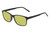 Profile View of Perry Ellis PEBX55 Designer Polarized Reading Sunglasses with Custom Cut Powered Sun Flower Yellow Lenses in Gloss Black Marble Unisex Square Full Rim Acetate 52 mm