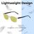Lightweight Construction Illustration of Perry Ellis PEBX55 Designer Polarized Reading Sunglasses with Custom Cut Powered Sun Flower Yellow Lenses in Gloss Crystal Clear Marble Unisex Square Full Rim Acetate 52 mm