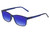 Profile View of Perry Ellis PEBX55 Designer Polarized Sunglasses with Custom Cut Blue Mirror Lenses in Gloss Navy Blue Marble Unisex Square Full Rim Acetate 52 mm