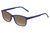 Profile View of Perry Ellis PEBX55 Designer Polarized Sunglasses with Custom Cut Amber Brown Lenses in Gloss Navy Blue Marble Unisex Square Full Rim Acetate 52 mm