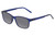 Profile View of Perry Ellis PEBX55 Designer Polarized Sunglasses with Custom Cut Smoke Grey Lenses in Gloss Navy Blue Marble Unisex Square Full Rim Acetate 52 mm