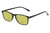 Profile View of Perry Ellis PEBX57 Designer Polarized Reading Sunglasses with Custom Cut Powered Sun Flower Yellow Lenses in Gloss Black Marble Unisex Panthos Full Rim Acetate 50 mm