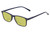 Profile View of Perry Ellis PEBX57 Designer Polarized Reading Sunglasses with Custom Cut Powered Sun Flower Yellow Lenses in Gloss Navy Blue Marble Unisex Panthos Full Rim Acetate 50 mm