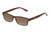Profile View of Perry Ellis PEBX59 Designer Polarized Sunglasses with Custom Cut Amber Brown Lenses in Gloss Dark Brown Marble Unisex Rectangular Full Rim Acetate 50 mm