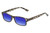Profile View of Perry Ellis PEBX59 Designer Polarized Sunglasses with Custom Cut Blue Mirror Lenses in Gloss Grey Tortoise Havana Marble Unisex Rectangular Full Rim Acetate 50 mm