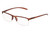 Profile View of Perry Ellis PEBX58 Unisex Rectangular Semi-Rimless Designer Reading Glasses in Gloss Dark Brown Marble 50mm