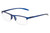 Profile View of Perry Ellis PEBX58 Unisex Rectangular Semi-Rimless Designer Reading Glasses in Gloss Navy Blue Marble 50mm