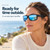 Coyote Raptor Polarized Wrap Sunglasses Black/Blue Mirror TR-90 Frame