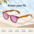 Coyote Uptown Polarized Retro Sunglasses Tokyo Tortoise/Purple Mirror size guide.