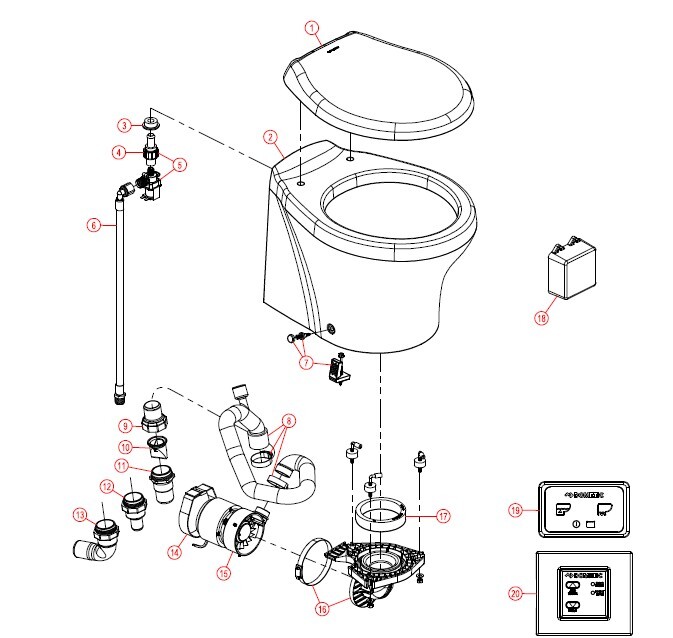 Our Products - DOMETIC | SEALAND - MasterFlush Toilet Parts - 8620