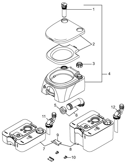  Dometic 1223.0154 301097206 970-Series Portable Toilet