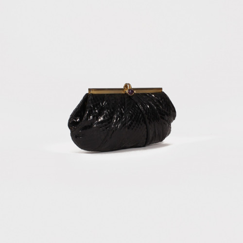 Almera Bag - Utility Crossbody Bag in Black Snakeskin