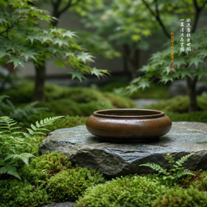 Ethereal Emptiness: Su-Style Pure Bronze Bowl Censer & Brush Washer - Museum Grade
