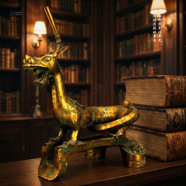 Imperial Gilt Dragon Luminaire: Gilt Bronze - Structural Density