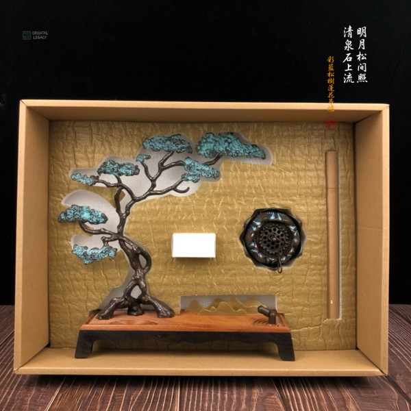 Azure Pine Lotus Censer: Thermal Patina Bronze - Structural Density