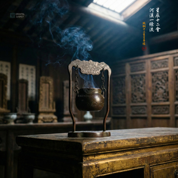 Zodiac: Hand-Chased Refined Bronze Hanging Censer - Zen Gravity & Solid Cast