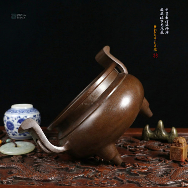 Imperial Grace: Lost-Wax Cast Fine Bronze Chao Guan Er Tripod Censer