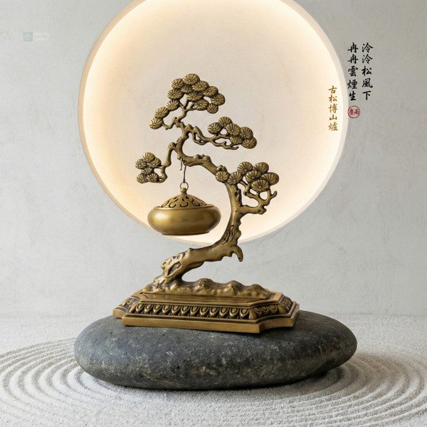 Imperial Pine Boshan Censer: Archaic Bronze - Structural Density