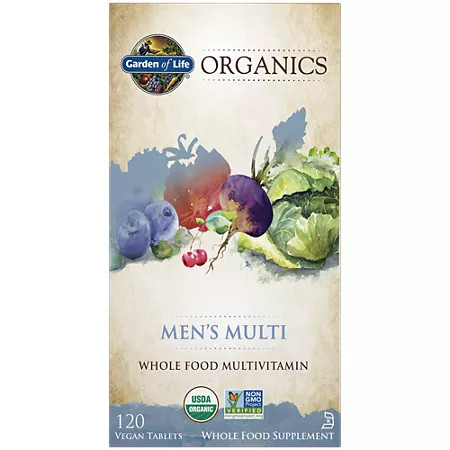 Garden of Life Organics Men’s Multi – Whole Food Multivitamin (120 Vegan Tablets)