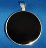 HS- 294BO:  Round Black Onyx Pendent Mounted in Sterling Sliver, w/Open Back.  Engravable Area, 1  inch.