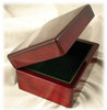 1170R: Red Piano Finished Mahogany Box, with Green Velvet Felt Lining, 6" x 4-3/8" x 3"