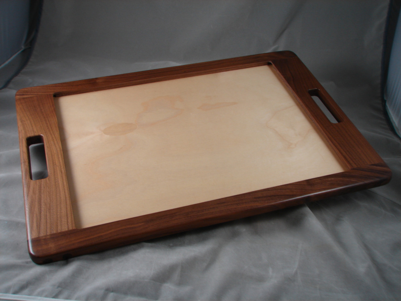 Large Walnut and Maple Serving Tray