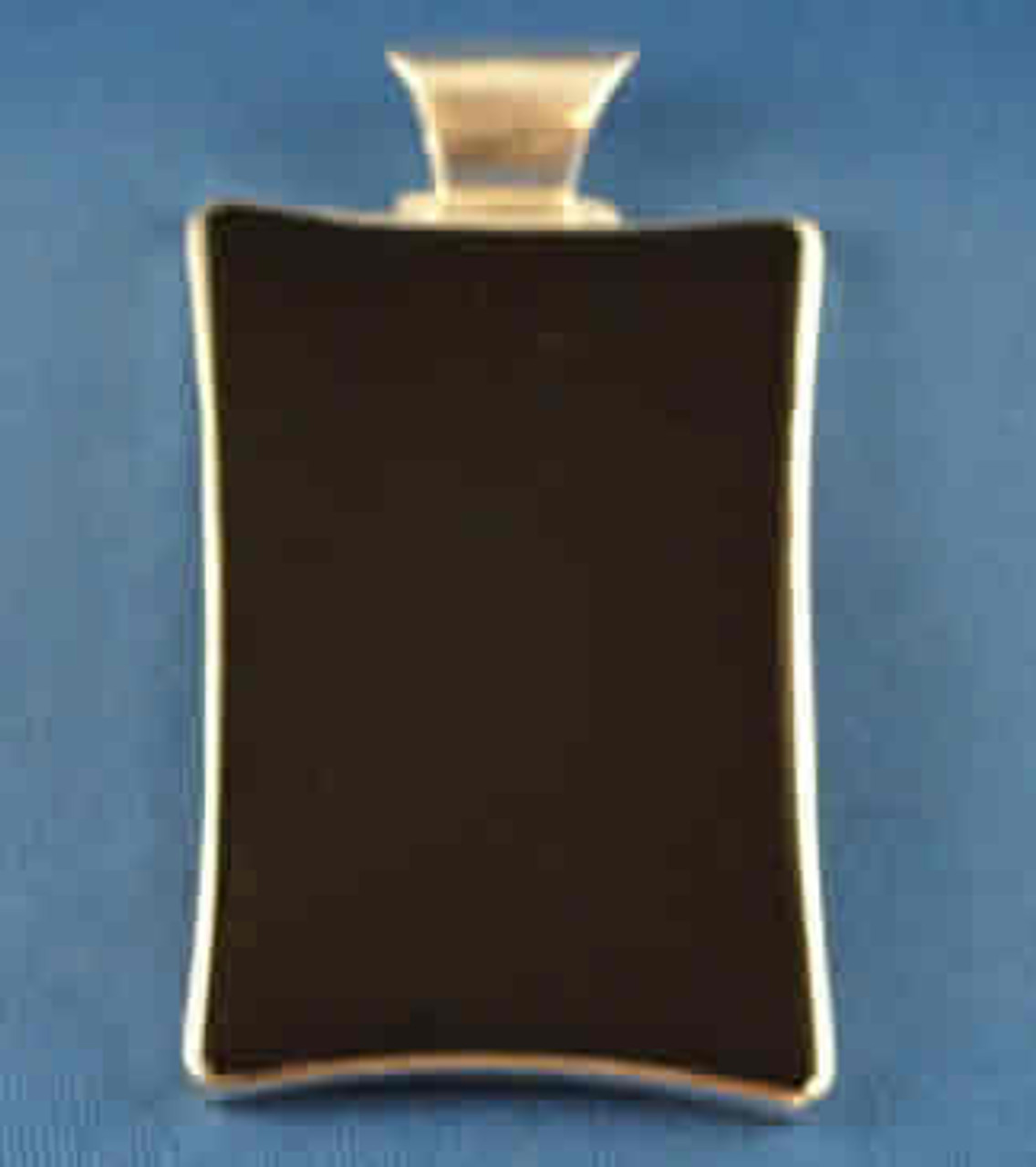 HS-189VBO: Large Vertical Rectangle Black Onyx Pendent mounted in Sterling Sliver, Engravable Area, 2-1/8 inch x 1-3/8 inch.