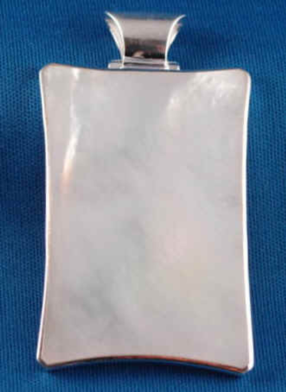 HS-189VMOP: Large Vertical Mother of Pearl Mounted in Sterling Sliver, Engravable Area, 2-1/8 inch x 1-3/8 inch.