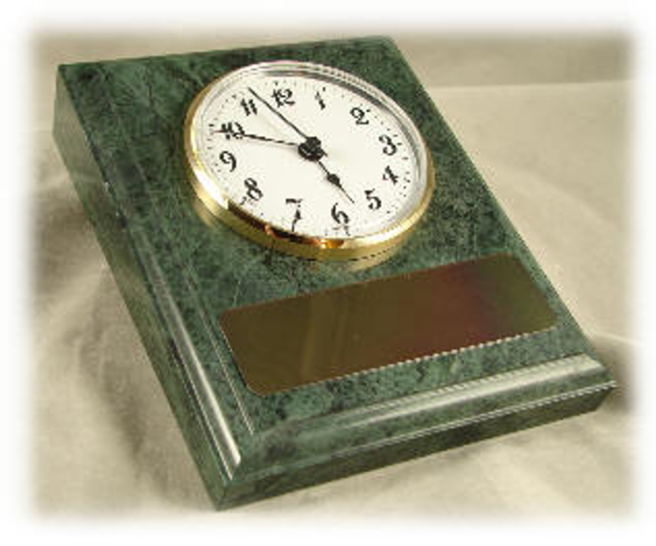 Dark Green Marble Base & Clock - 