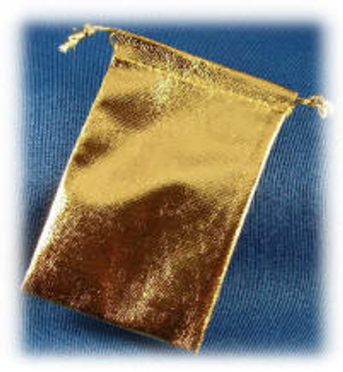 GM34:  Gold Metallic  Draw-String  Jewelry Pouch, 2-3/4" x 4"