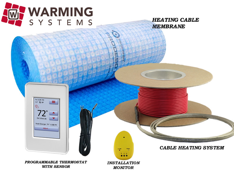 Membrane Cable Module 25 SQ. FT. FLOOR HEAT CABLE SYSTEM 120V includes cable, thermostat ...